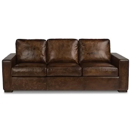 Contemporary Leather Sofa with Track Arms